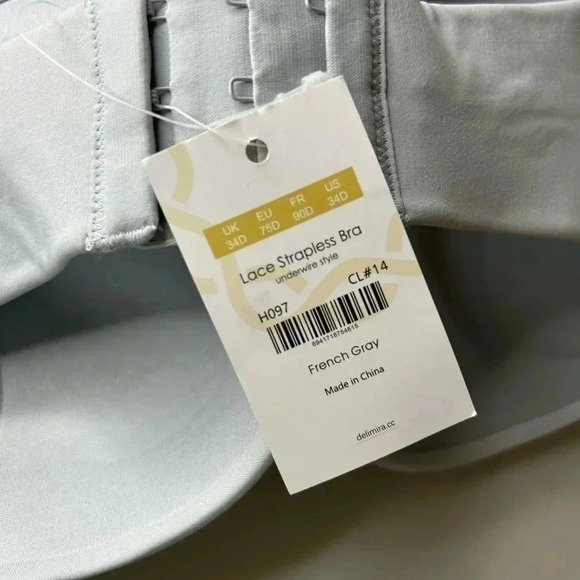 DELIMIRA Women’s Strapless Bra Plunge Push Up Lace 34D NWT - Picture 4 of 5